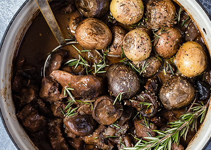 Beef Casserole with Mushrooms and Eggplant